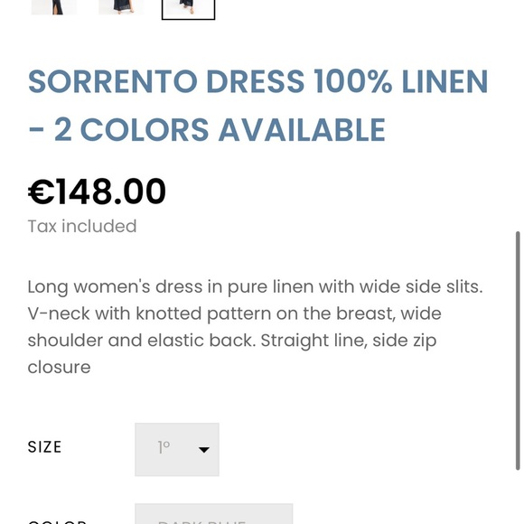 Vanity Moda Positano Sorrento Linen Midi Tank Dress Side Slit - Picture 3 of 9